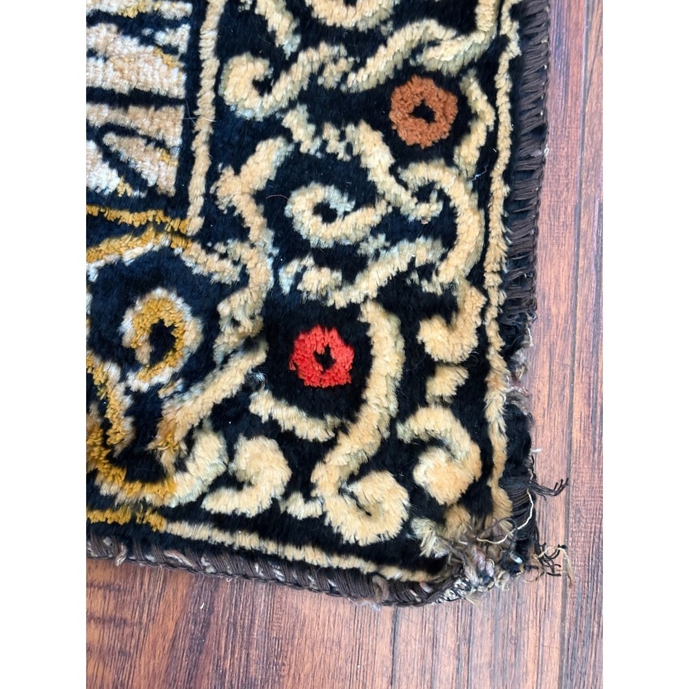 Vtg Velvet Deer Tapestry Wall Hanging Rug Buck Doe Winter Forest Scene 70 x 47" - Picture 9 of 16